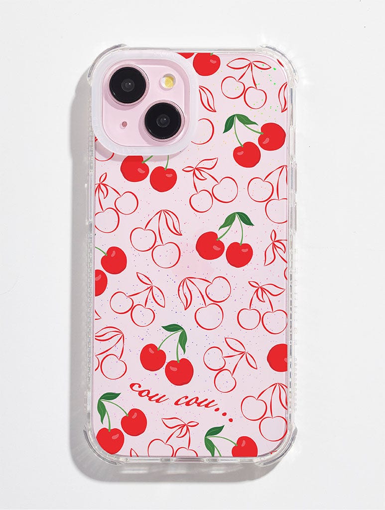 Cherry Print Glitter Shock iPhone Case Phone Cases Skinnydip London