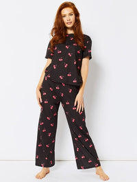 Cherry Print T-Shirt and Trouser Pyjama Set Lingerie & Nightwear Skinnydip London