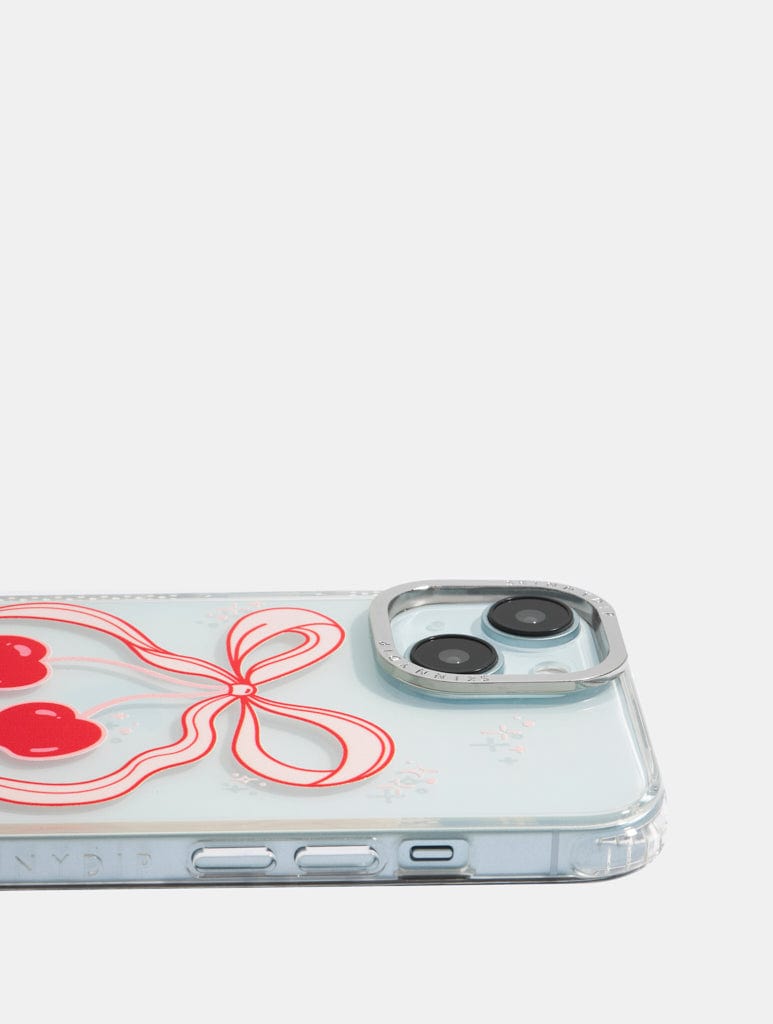 Cherry Ribbon Bow Shock iPhone Case