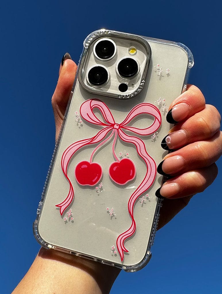 Cherry Ribbon Bow Shock iPhone Case