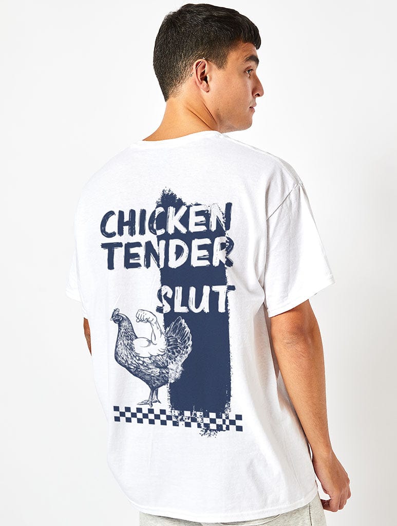 Chicken Tender Slut T-Shirt in White Hoodies & Sweatshirts Skinnydip London