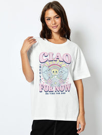 Ciao For Now T-Shirt In Ecru Tops & T-Shirts Skinnydip London