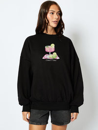 Cocktail O'Clock Sweatshirt In Black Hoodies & Sweatshirts Skinnydip London