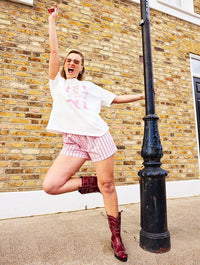 Coquette Cowboy Boot T-Shirt In White Tops & T-Shirts Skinnydip London