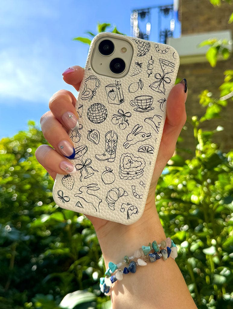 Coquette Doodle Vegan Leather iPhone Case Phone Cases Skinnydip London