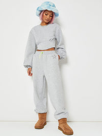 Cropped Corset Sweatshirt in Grey Marl Hoodies & Sweatshirts Skinnydip London