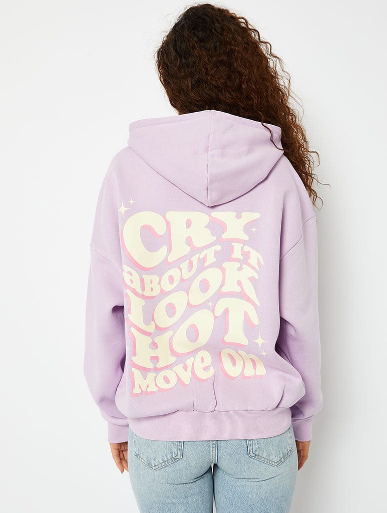 Cry About It Lilac Oversized Hoodie Hoodies & Sweatshirts Skinnydip London