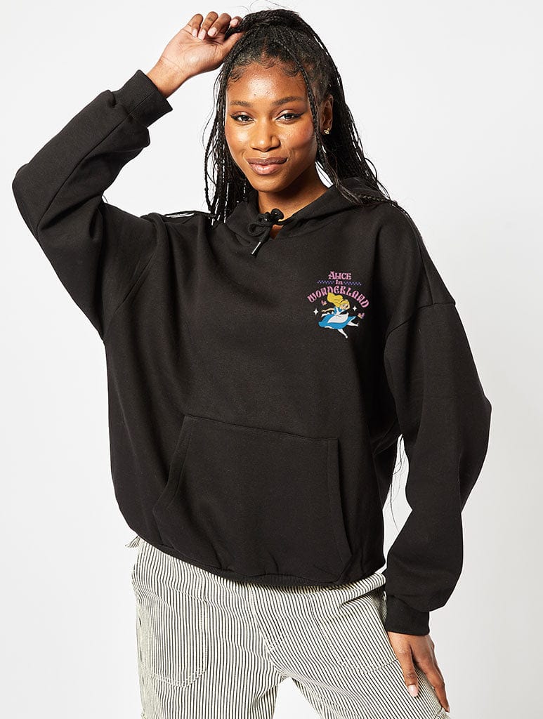 Disney Alice In Wonderland Black Hoodie Hoodies & Sweatshirts Skinnydip London