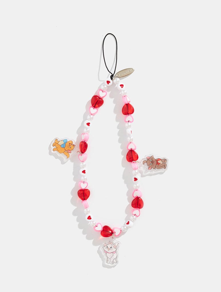 Disney Aristocats Heart Beaded Phone Strap Phone Grips Skinnydip London