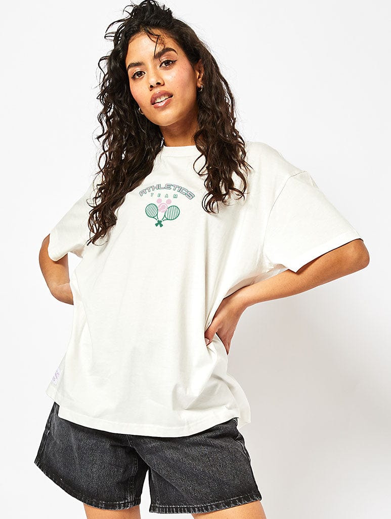 Disney Athletics Team T-Shirt In Ecru Tops & T-Shirts Skinnydip London