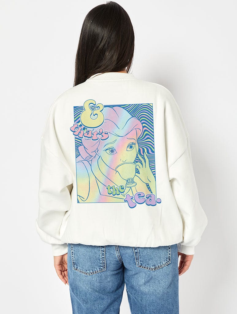 Disney Belle And That's The Tea Sweatshirt In Ecru Hoodies & Sweatshirts Skinnydip London