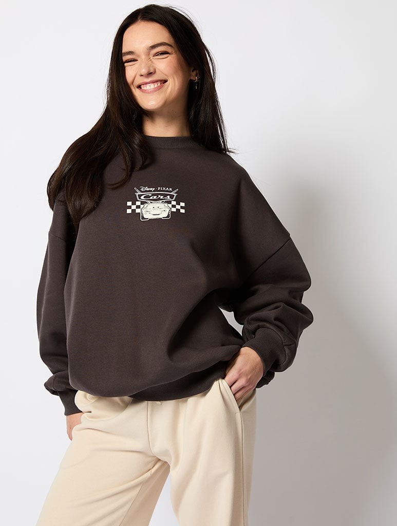 Disney Cars Sweatshirt In Charcoal Hoodies & Sweatshirts Skinnydip London