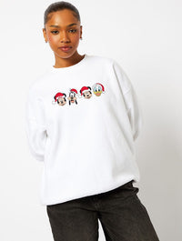 Disney Christmas Faces Sweatshirt in Ecru Hoodies & Sweatshirts Skinnydip London