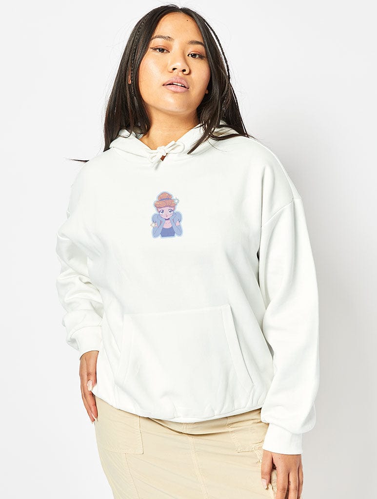 Disney Cinderella Princess Manga Hoodie In White Hoodies & Sweatshirts Skinnydip London