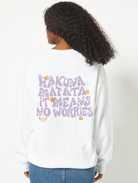 Disney Hakuna Matata Sweatshirt in White Hoodies & Sweatshirts Skinnydip London