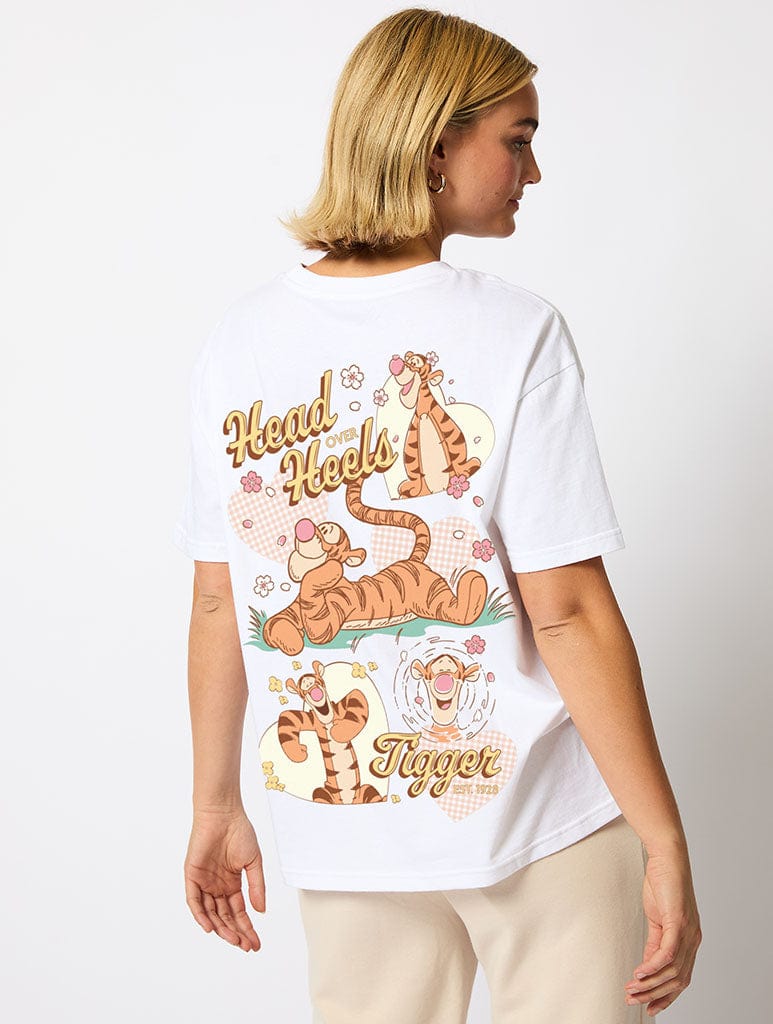 Disney Head Over Heels Tigger T-Shirt in Ecru Tops & T-Shirts Skinnydip London