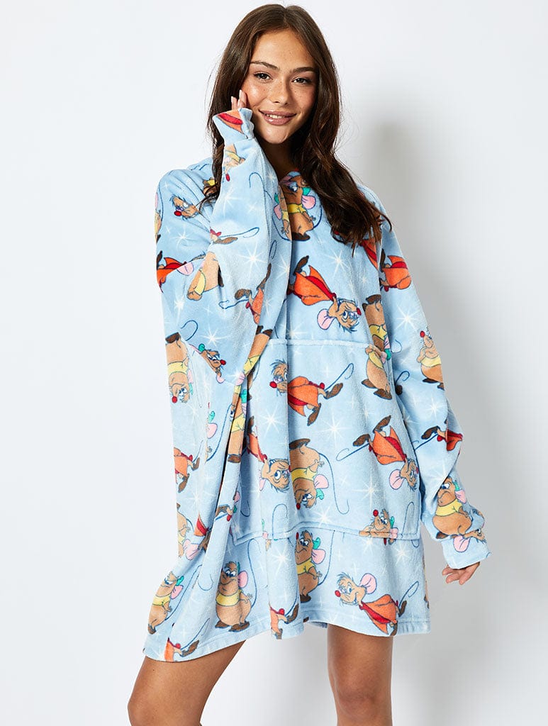 Disney Jaq and Gus Blanket Hoodie in Blue Lingerie & Nightwear Skinnydip London