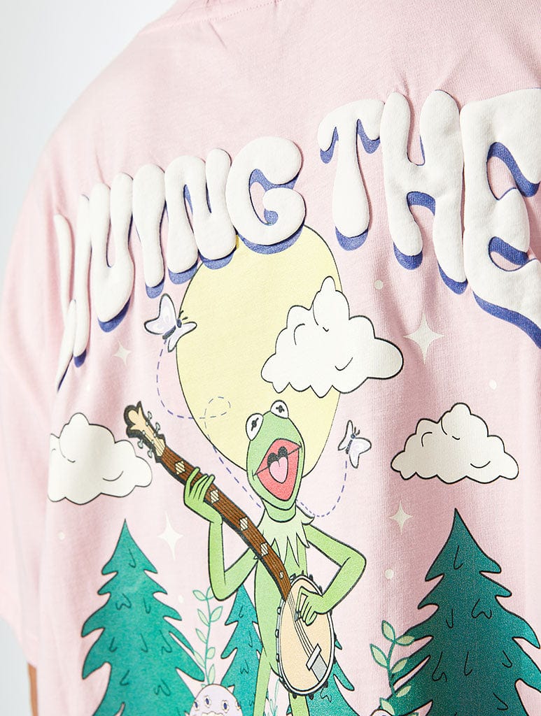 Disney Kermit Living the Dream T-Shirt in Pink Tops & T-Shirts Skinnydip London