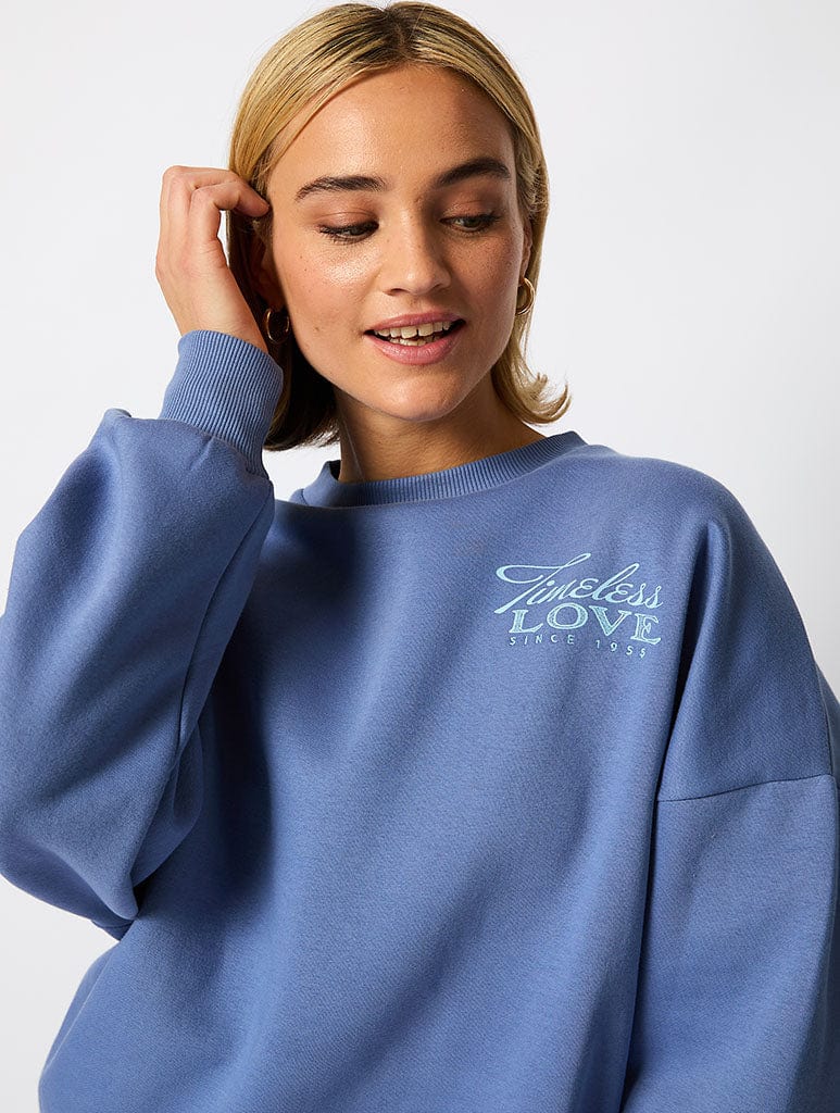 Disney Lady in The Tramp Timeless Love Vintage Sweatshirt in Blue Hoodies & Sweatshirts Skinnydip London