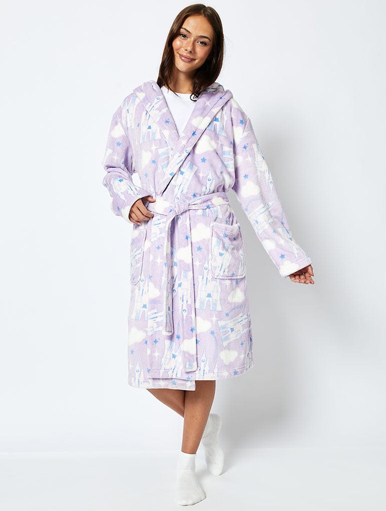 Disney Living In a Fantasy Print Dressing Gown in Lilac Lingerie & Nightwear Skinnydip London