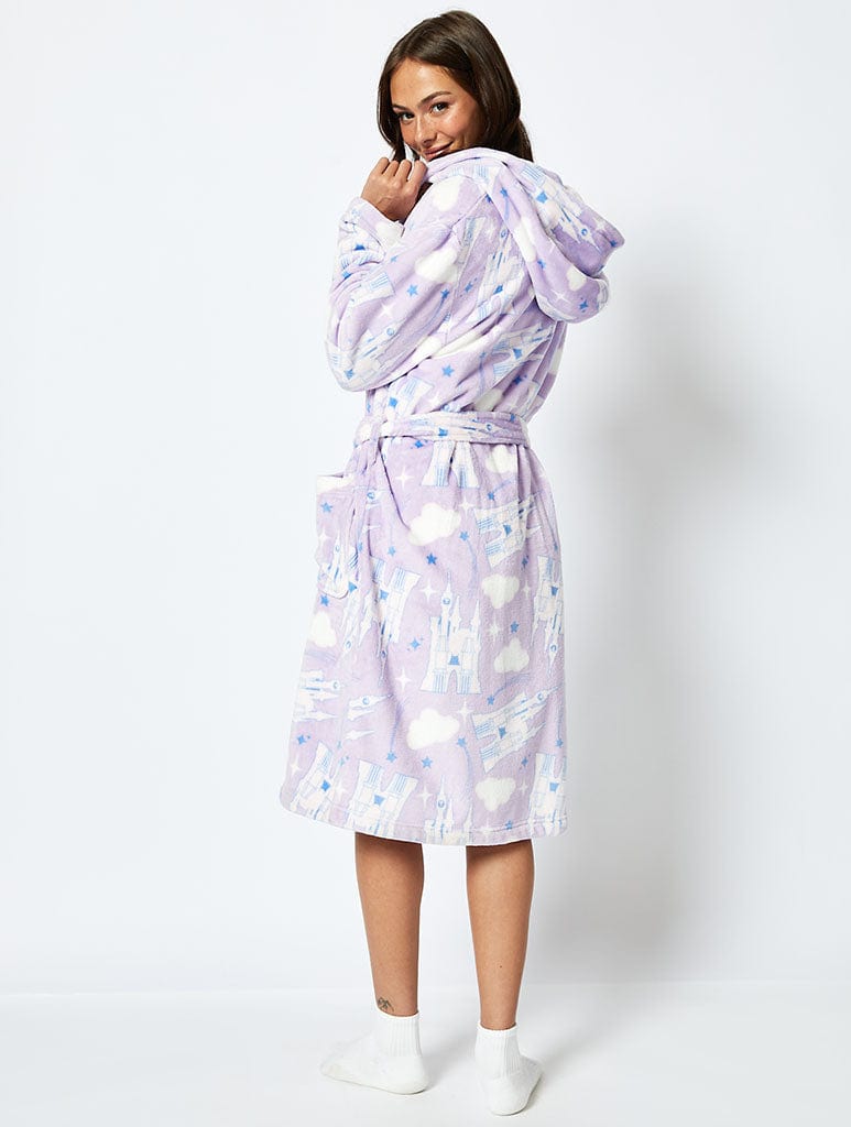 Disney Living In a Fantasy Print Dressing Gown in Lilac Lingerie & Nightwear Skinnydip London