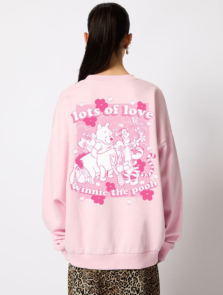 Disney Lots Of Love Winnie The Pooh Sweatshirt In Pink Hoodies & Sweatshirts Skinnydip London