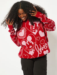 Disney Mickey & Minnie Love Oversized Knitted Jumper Jumpers & Cardigans Skinnydip London