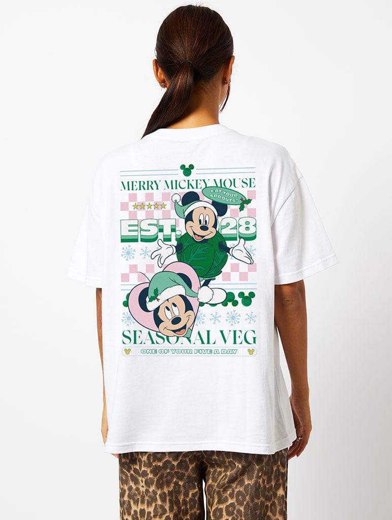 Disney Mickey Mouse Brussel Sprout T-Shirt In Ecru Tops & T-Shirts Skinnydip London