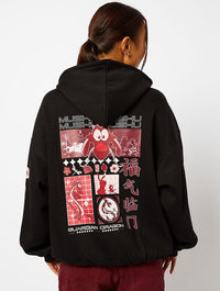 Disney Mulan Mushu Hoodie in Black Hoodies & Sweatshirts Skinnydip London