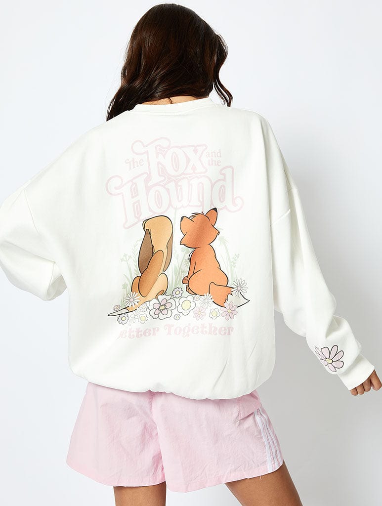 Disney The Fox and the Hound Sweatshirt in Ecru Hoodies & Sweatshirts Skinnydip London