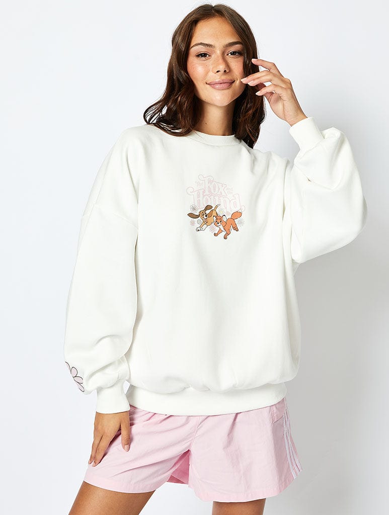 Disney The Fox and the Hound Sweatshirt in Ecru Hoodies & Sweatshirts Skinnydip London