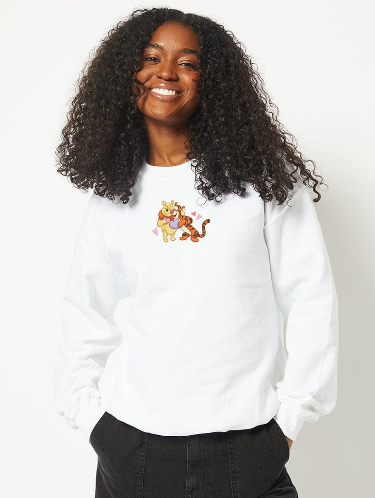 Disney Valentine’s Winnie the Pooh Sweatshirt in White Hoodies & Sweatshirts Skinnydip London