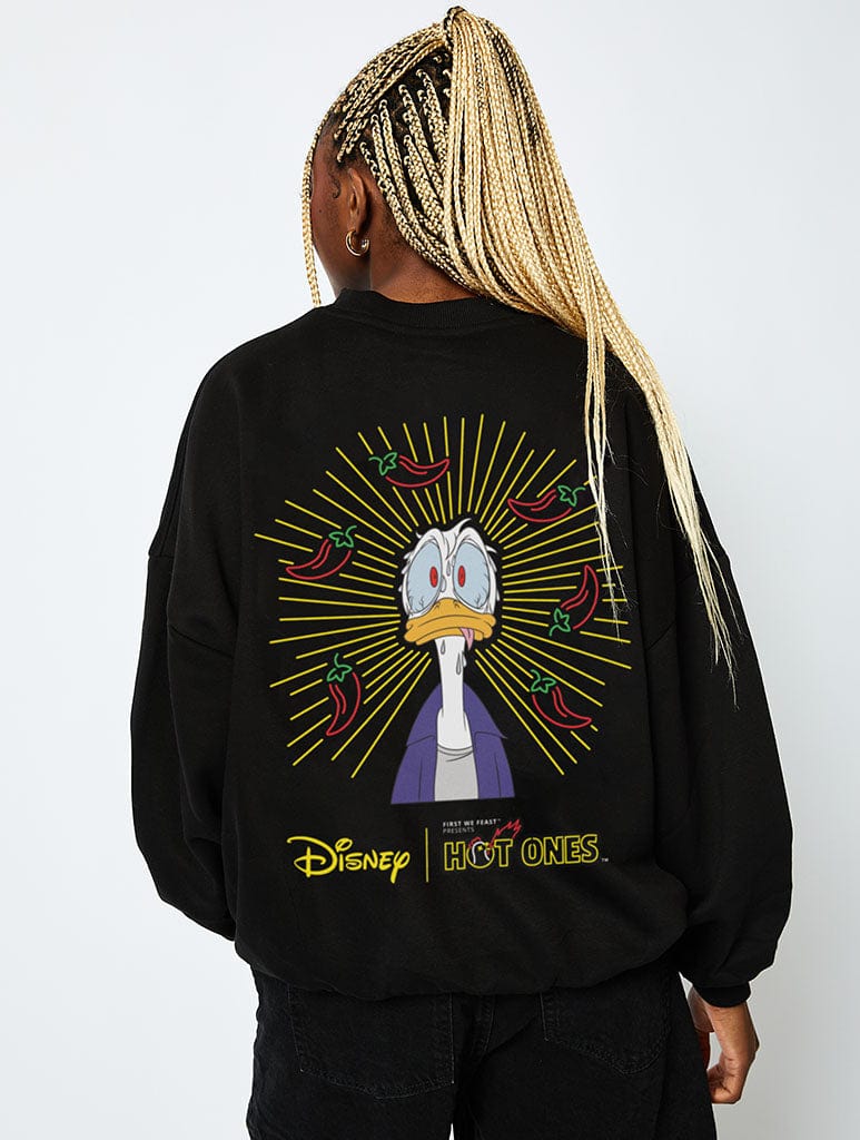 Disney x Hot Ones Sweatshirt in Black Hoodies & Sweatshirts Skinnydip London