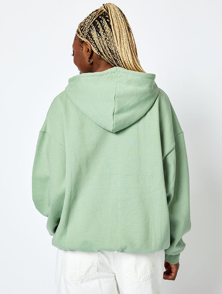 Distracted Hoodie in Sage Green Hoodies & Sweatshirts Skinnydip London