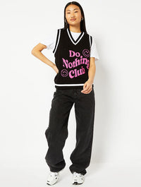 Do Nothing Club Black Knitted Vest Jumpers & Cardigans Skinnydip London