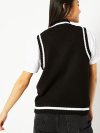 Do Nothing Club Black Knitted Vest Jumpers & Cardigans Skinnydip London