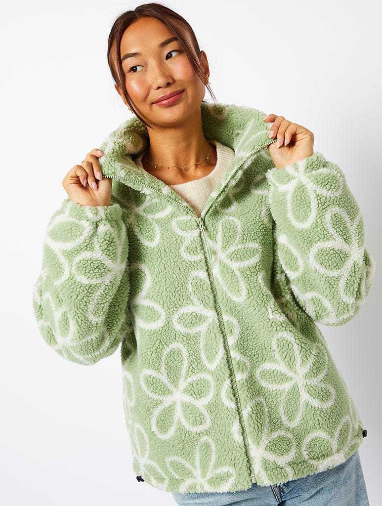 Doodle Flower Borg Fleece Coats & Jackets Skinnydip London