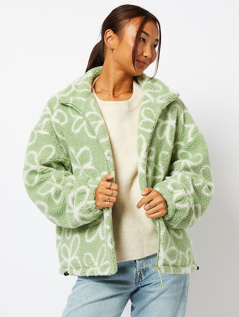 Doodle Flower Borg Fleece Coats & Jackets Skinnydip London