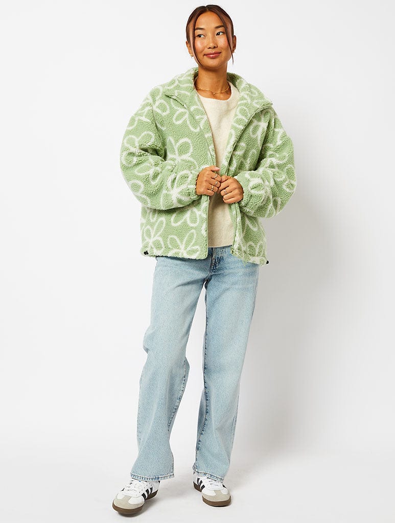 Doodle Flower Borg Fleece Coats & Jackets Skinnydip London