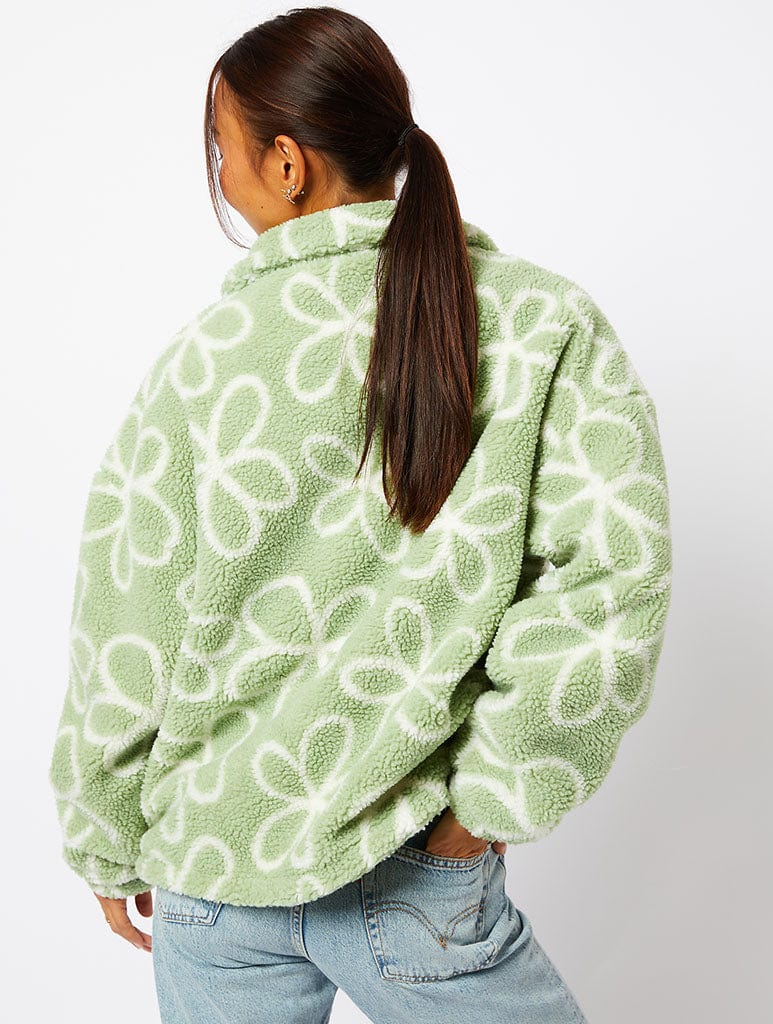 Doodle Flower Borg Fleece Coats & Jackets Skinnydip London