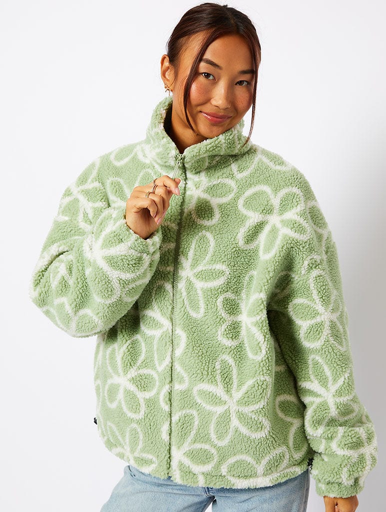 Doodle Flower Borg Fleece Coats & Jackets Skinnydip London