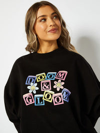 Doom And Gloom Black Oversized Sweatshirt Hoodies & Sweatshirts Skinnydip London