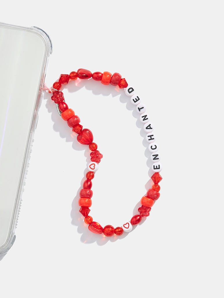 Enchanted Red Beaded Phone Strap Phone Grips Skinnydip London