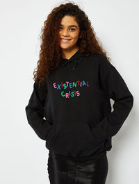 Existential Crisis Oversized Hoodie in Black Hoodies & Sweatshirts Skinnydip London