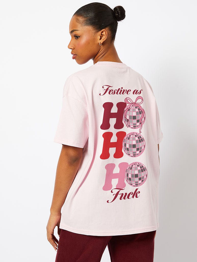 Festive As Fuck T-Shirt in Pink Tops & T-Shirts Skinnydip London