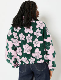 Flower Face Teddy Fleece Jacket Coats & Jackets Skinnydip London