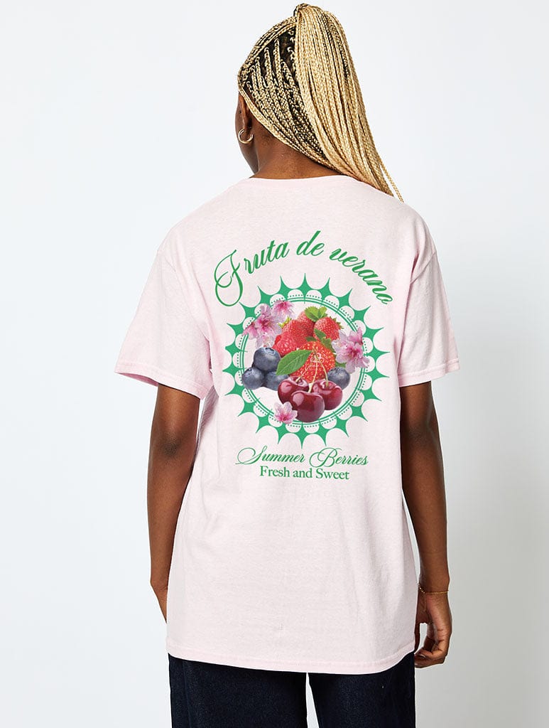 Fresh Fruit T-Shirt in Pink Tops & T-Shirts Skinnydip London