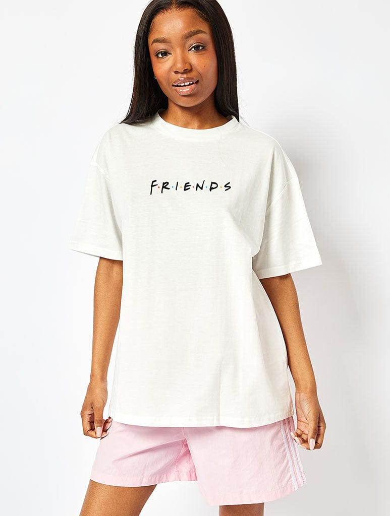 Friends x Skinnydip Logo T-Shirt In Ecru Tops & T-Shirts Skinnydip London