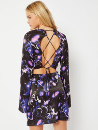 Galaxy Print Purple Mini Dress Dresses Skinnydip London