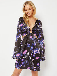 Galaxy Print Purple Mini Dress Dresses Skinnydip London